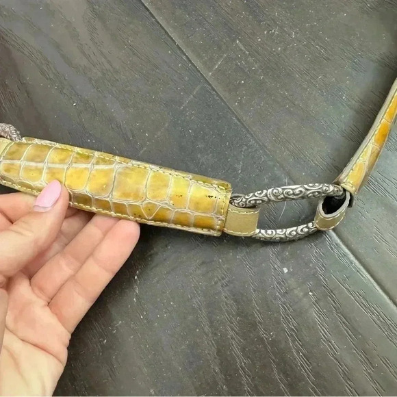 Vintage Brighton croc patent leather western latch belt Y2K boho 34 cowgirl - Picture 7 of 8